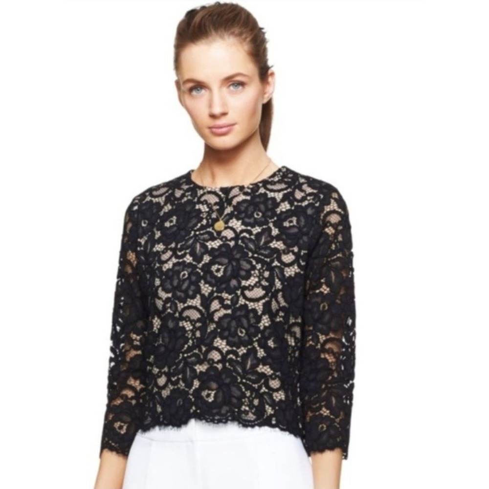 KATE SPADE MAINLINE Black Lace Top Size 8
